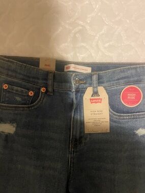 Levi's High Rise Straight Jeans - Medium Blue Wash